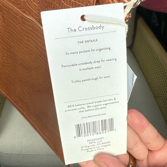 NWT Beis The Crossbody In Cognac Croc - Picture 9 of 10